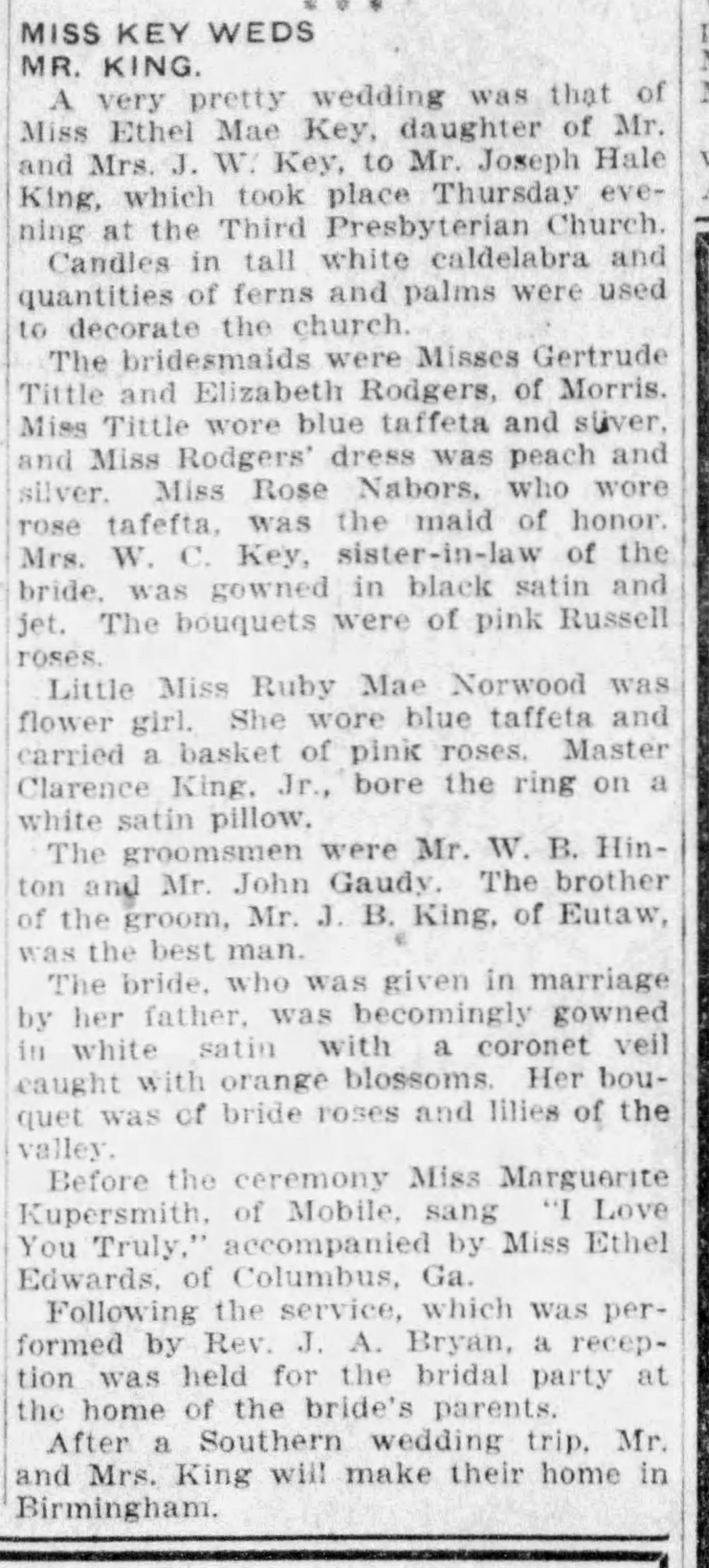 Ethel Mae Key-Joseph Hale King